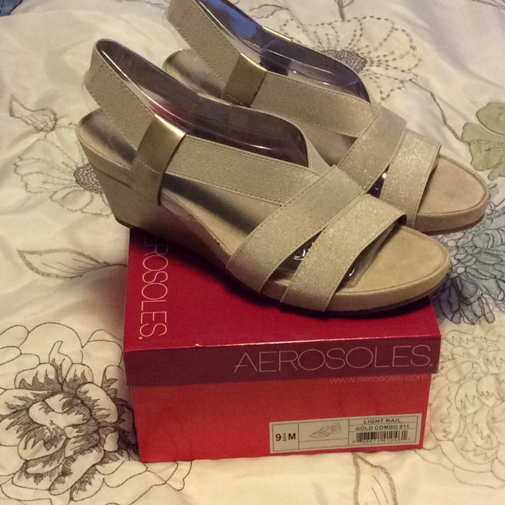 2” wedge gold sandals